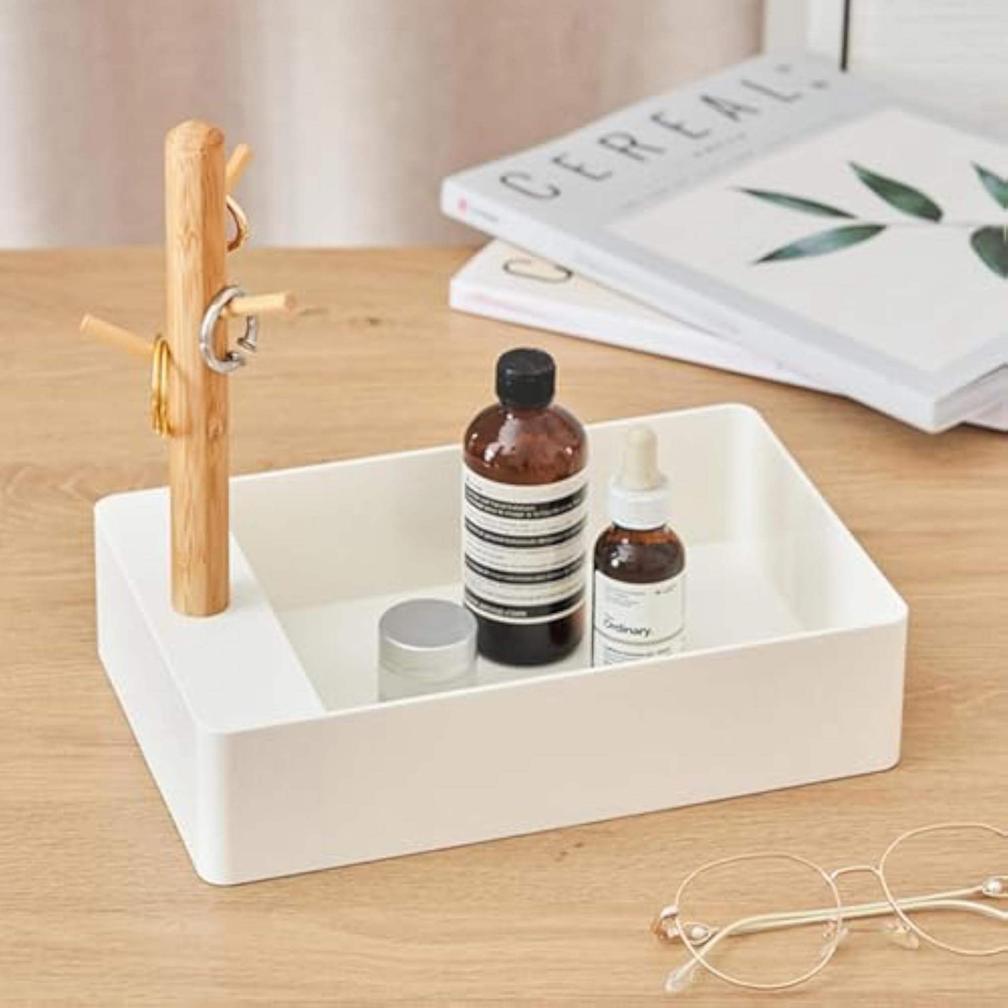 Elegant White Keys Storage Tray for Cufflinks and Sundries